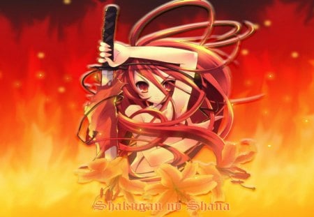 Keine Shana Galerie - fire, sword, cant think of a fourth, pink hair