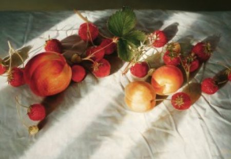 *** Still life *** - still, fresh, strawberrys, fruit, fruits, peaches, life