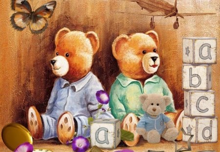 Baby Teddys - brown, game, bear, teddy, abc, flower