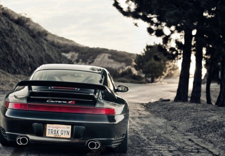 Black Porsche Carrera S Rear - black, rear, porsche, carreras