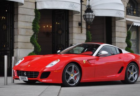 Red Ferrari 599 City Streets - red, 599, streets, ferrari, city