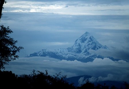 Mountain - nepal, nature, mountain, blue