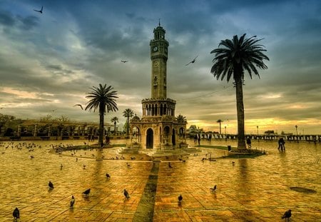 ღ - town, palmiers, park, sky