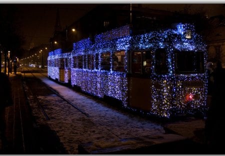 Christmas tram :D - abstract, christmas, tram, photography