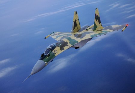 SU-35 Flying - aircraft, fly, military, war, flying, nice, cool