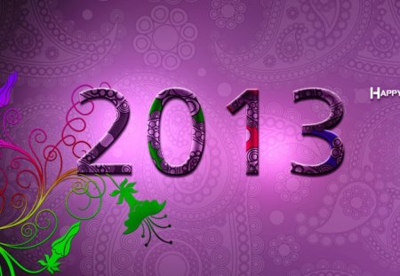 2013 - purple, pretty, beautiful, greetings, happy new year, year, wishes, mood, holiday, background, nice, lovely, colors, 2013, new year, colorful