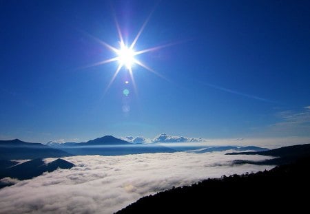 SUNNY DAY - shine, mountains, clouds, fog, sun