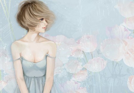 Romantic Girl - art, girl, romantic, soft, illustration