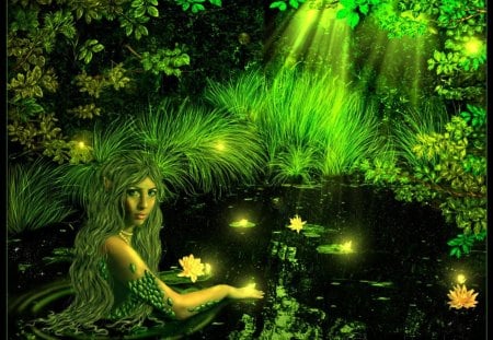 GO GREEN - enchanted, green, elf, fantasy