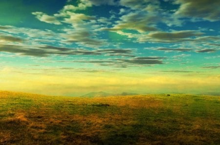 colorful grass on high plains - plains, colors, grass, clouds