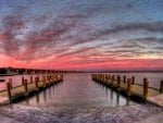 excellent sunset over docks by the bay