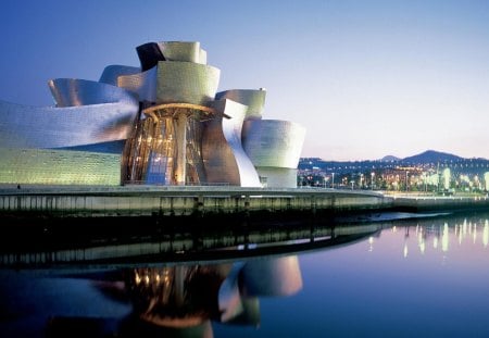 guggenheim museum in bilbao spain - river, city, modern, museum