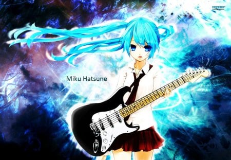 It's Time To Rock Out - hatsune, guitar, vocaloid, anime, miku