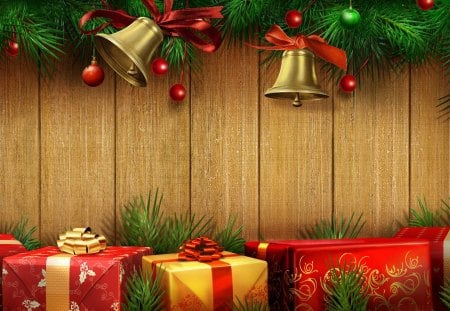 Gifts And Bells - gifts, beauty, bells, holidays, cool, party, christmas, red, nice