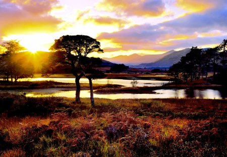 RIVER VALLEY - valley, england, sun, river, light, britain