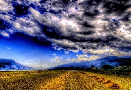 STORMY CLOUDS - field, stormy, hdr, clouds