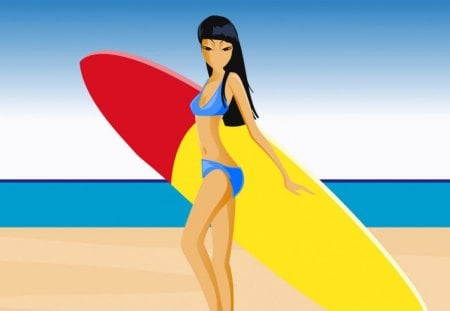 Surfing Girl - entertainment, cartoon, technology, other