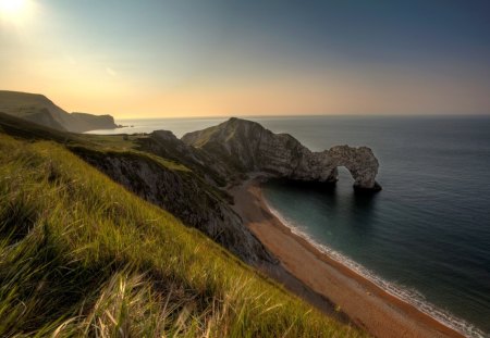 Beautiful View - nature, sky, ocean, view, blue, beautiful, mountains, sunset