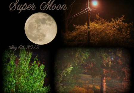 Super moon collage - super moon, moon, night, scenery