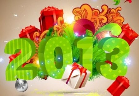 Happy new year - pretty, mood, decoration, gifts, happy new year, beautiful, balls, vector, lovely, colorful, 2013, new year, background, nice, art