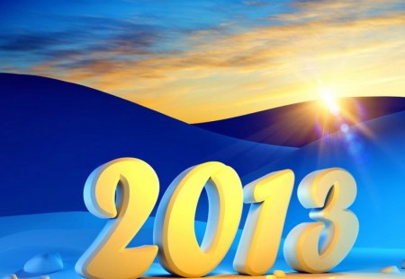 New year - pretty, landscape, snow, sunrise, light, reflection, mountain, holiday, nice, sky, sun, clouds, mood, sunlight, winter, sundownm, happy new year, beautiful, sunshine, lovely, 2013, sunset, rays, dazling, new year, bright