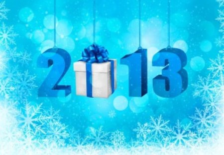 Happy new year - pretty, winter, snowflakes, happy new year, beautiful, snowy, snow, lovely, 2013, holiday, new year, ribbon, nice, gift