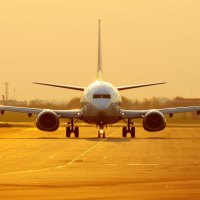 Boeing 737 at sunset