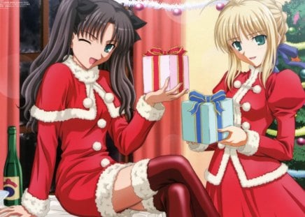 ★New Year Gifts★ - pretty, new year gifts, gifts, maiden, snow, night, lovely, sweet, girls, christmas, christmas tree, new year, cute, adorable, stay, fate