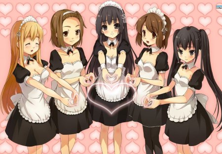 The Power of Friendship - girls, maids, hearts, k-on, anime, friends, cute