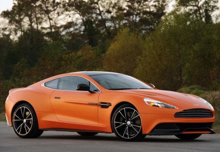 Aston_Martin_Vanquish - supercar, black wheels, orange, aston martin