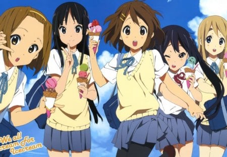 Ice Cream Time!! - girls, k-on, cute, uniforms, anime, ice cream