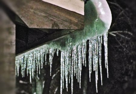 Evening Icicles Shine - ice, winter, nature, snow, icicles