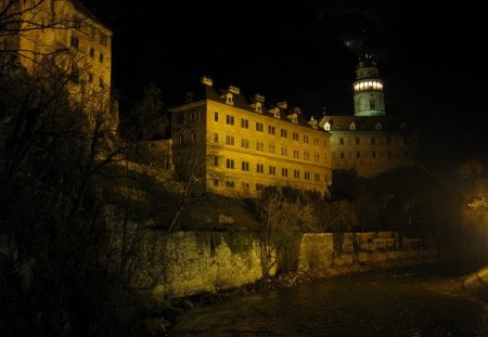 Cesky Krumlov - city lights, lights, castle, cesky krumlov