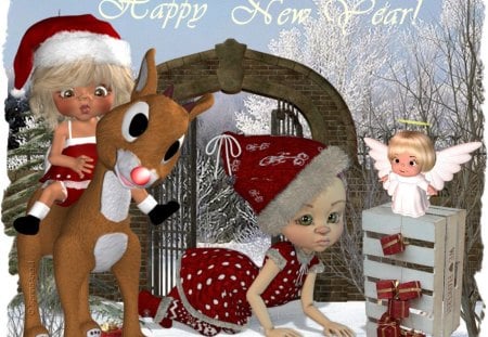 New Year Baby - new year, angel, baby, snow, winter, kids