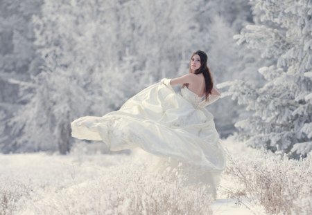 Snow Queen - woman, queen, snow, winter, dress