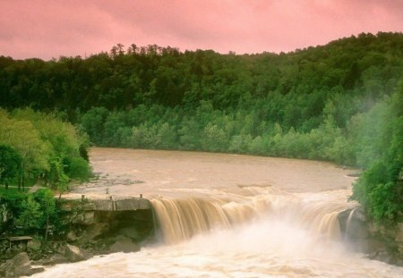 cumberland falls little niagara in kentucky - waterfalls, fierce, forest, rocks