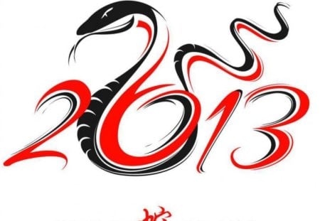 Happy new year! - serpent, snake, happy new year, black, 2013, animal, reptile, red, art