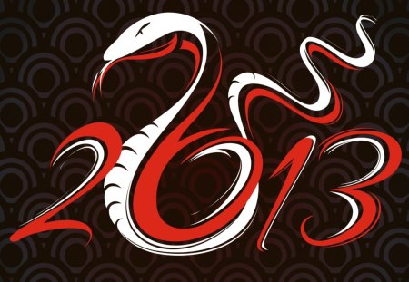 Happy New Year! - serpent, snake, brown, happy new year, black, 2013, animal, reptile, red