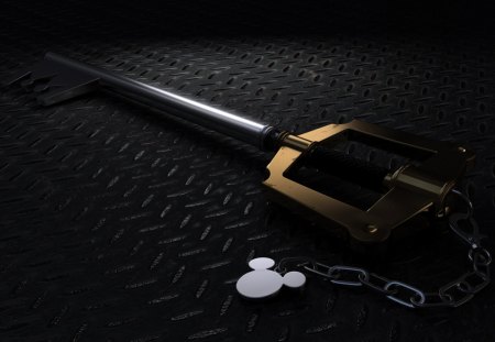 Kingdom Hearts - sword, black, cant think of a fourth, kingdom hearts