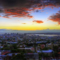 amazing city at sunset