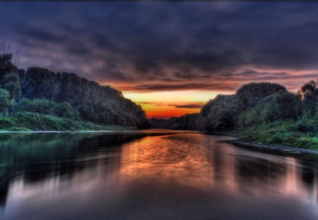 river - nature, sunset, cool, river