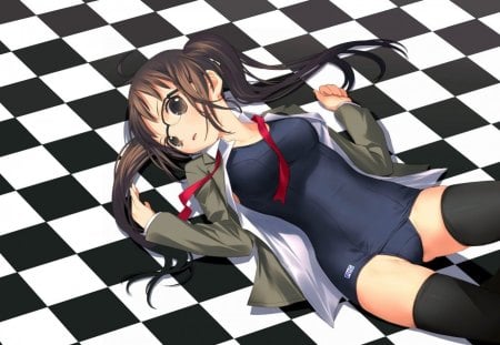 Anime - girl, anime, floor, hair