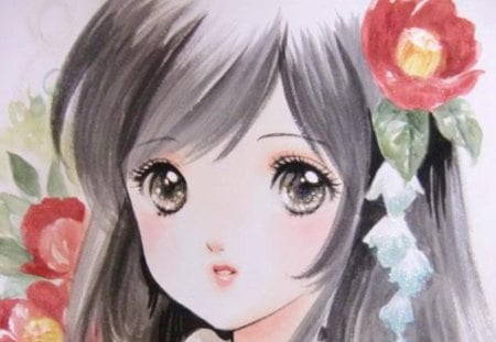 ~â€KAWAIIâ€~ - hot, magic, anime girl, exquisite, lady, adorable, long hair, divine, floral, beautiful, sweet, woman, women, beauty, brown eyes, female, brown hair, angelic, gorgeous, pretty, anime, amour, cute, maiden, love, girl, magical, lovely, kawaii, precious, sublime, blossom, flowers, adore, flower