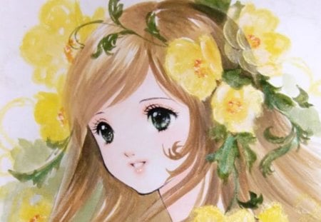 ~â€KAWAIIâ€~ - hot, magic, anime girl, exquisite, lady, adorable, long hair, divine, floral, beautiful, sweet, woman, women, beauty, female, brown hair, angelic, gorgeous, pretty, anime, amour, cute, maiden, love, girl, magical, lovely, kawaii, precious, green eyes, sublime, blossom, flowers, adore, flower