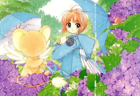 Little Miss Kinomoto - sakura, ccs, kero, umbrella