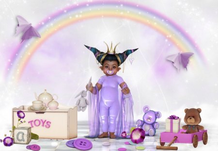 Fairy Queen - rainbow, queen, toys, fairy, lilac, flower, pink