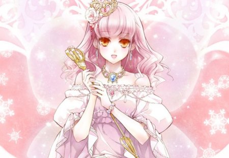 Sweet as Pink - princess, hot, magic, anime girl, yellow hair, crown, exquisite, lady, adorable, long hair, jewel, snowflakes, divine, floral, gemstone, pink, beautiful, sweet, dress, beauty, woman, women, gems, female, tiara, wand, angelic, gorgeous, queen, pretty, anime, amour, cute, maiden, love, jewelry, girl, magical, pink hair, necklace, rod, staff, gown, lovely, precious, kawaii, sublime, blossom, weapon, flowers, adore, flower