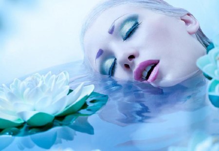 Woman - women, make-up, face, water