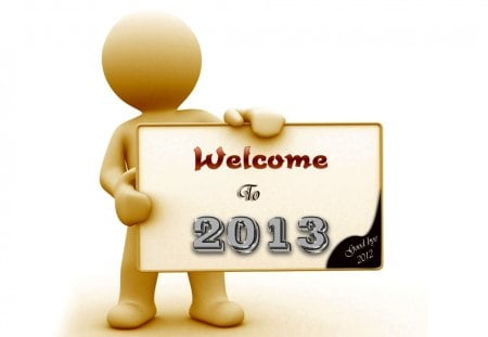 Welcome to 2013! - black, 2013, welcome, yellow, red, happy new year, goodbye