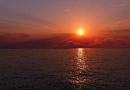 gorgeous morning sunrise at sea - horizon, clouds, sea, sunrise